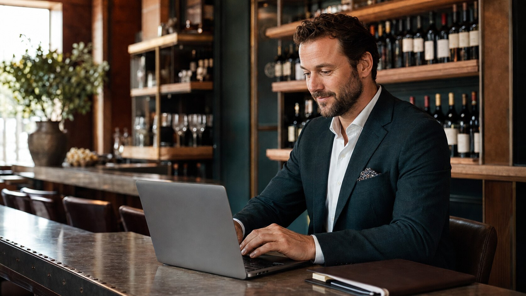 Restaurant wine director preparing a OneWineMarket trade account application