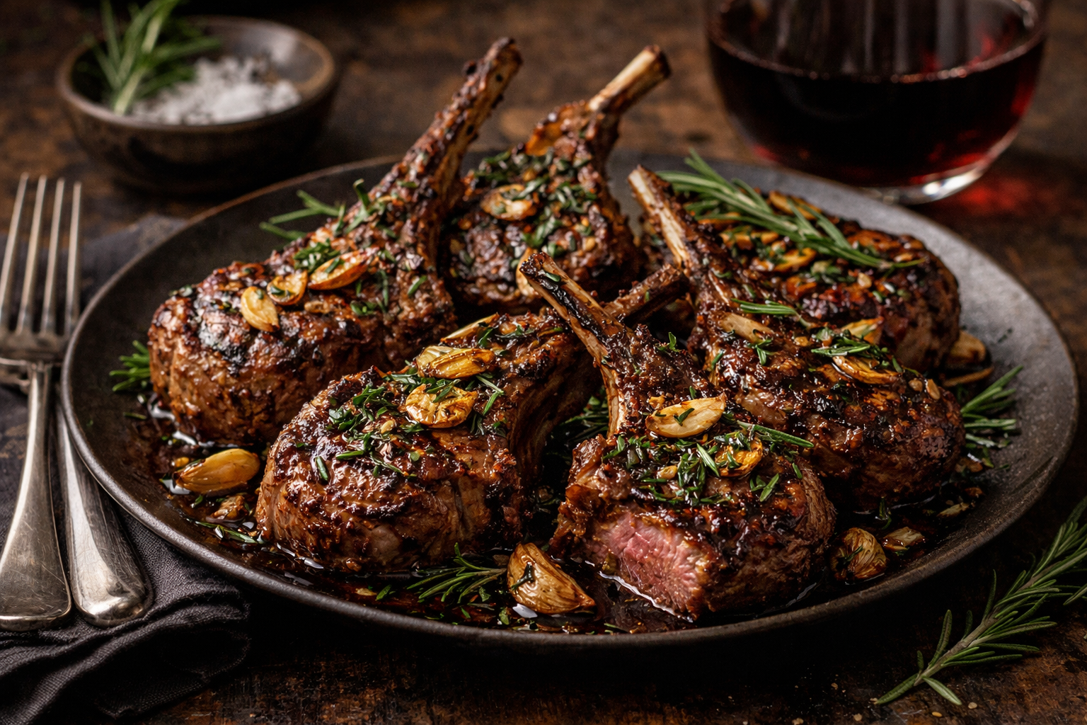 Lamb chops with rosemary and garlic