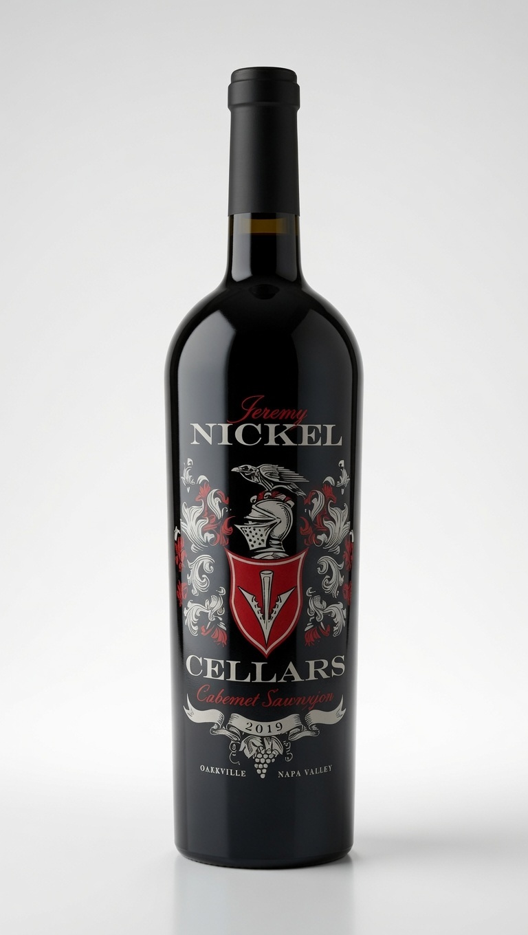2019 Jeremy Nickel Cellars Oakville Cabernet Sauvignon bottle on white background