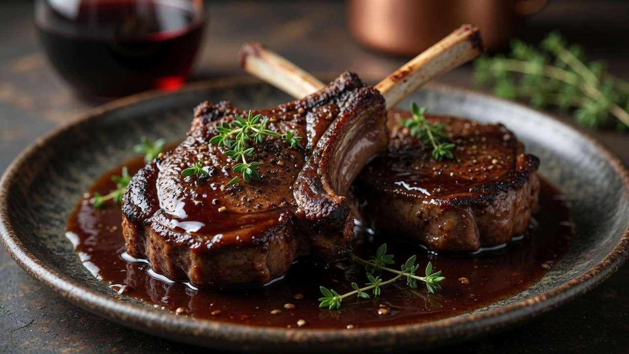 Lamb shoulder chops with red wine