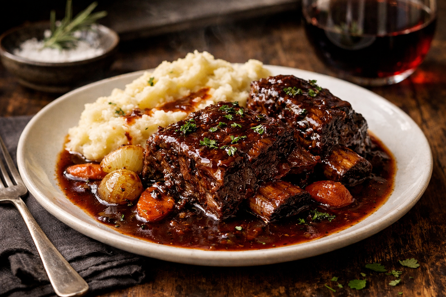 Red wine braised beef short ribs