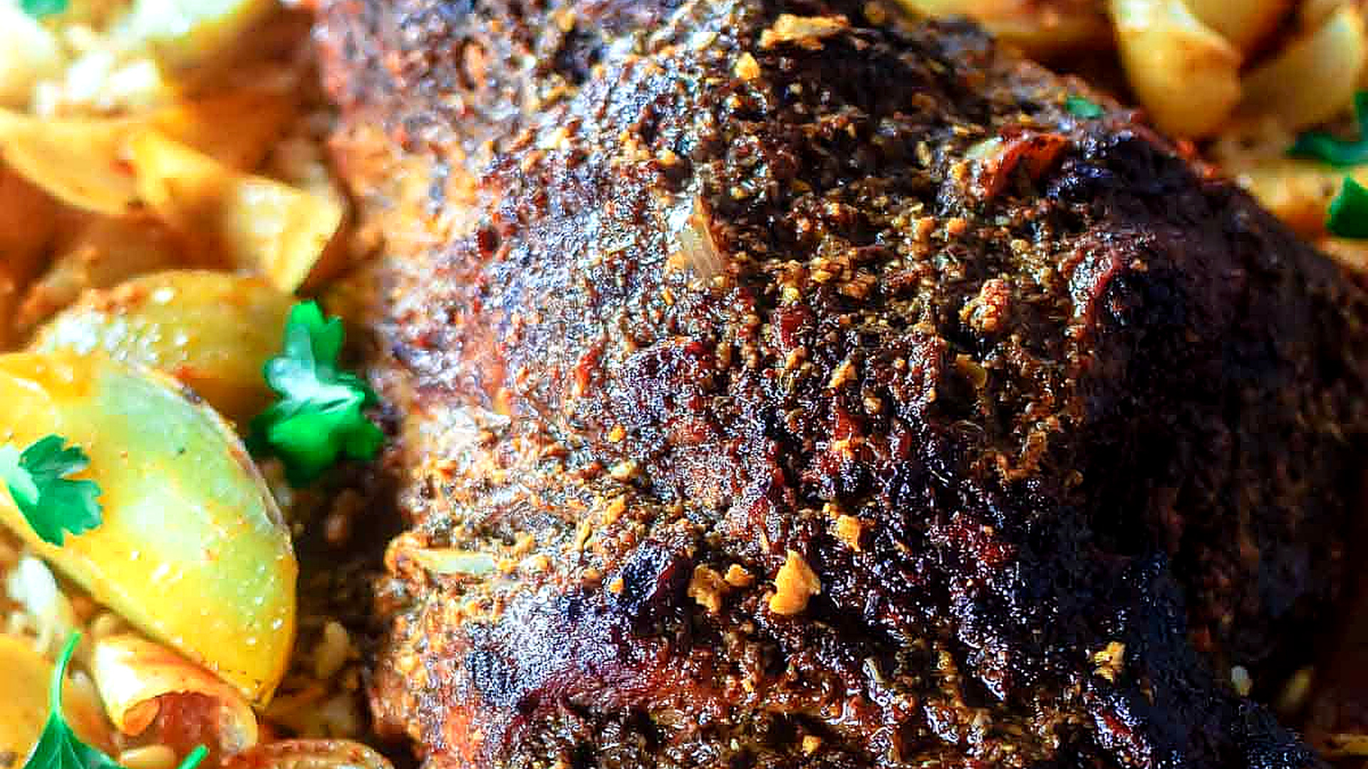 Mediterranean-style leg of lamb with potatoes