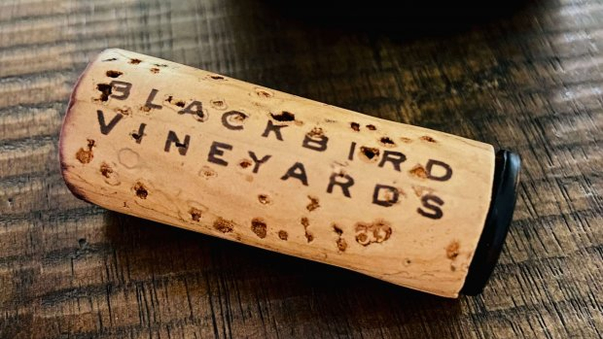 Blackbird branded cork close-up