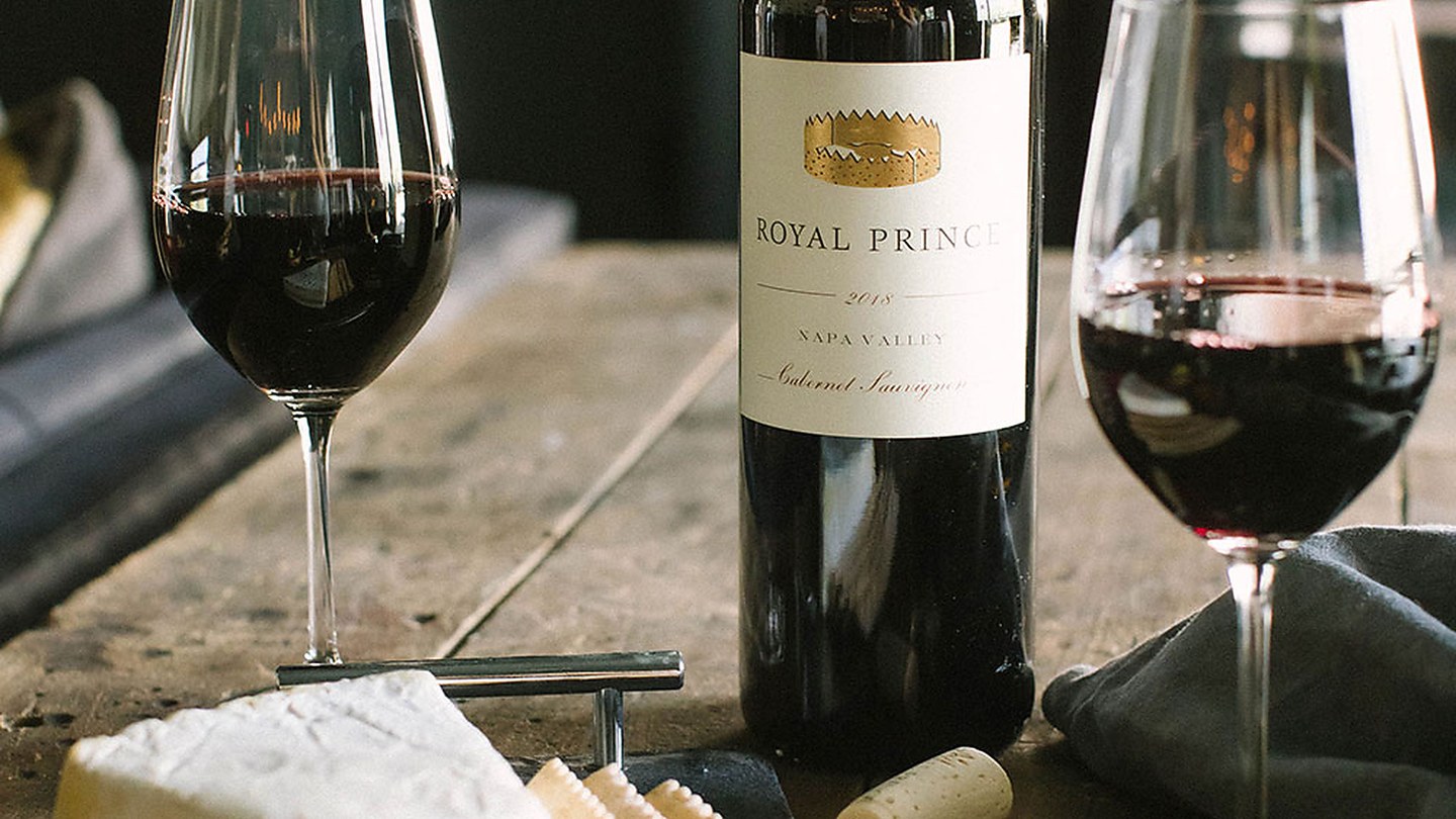 Royal Prince bottle with stemware