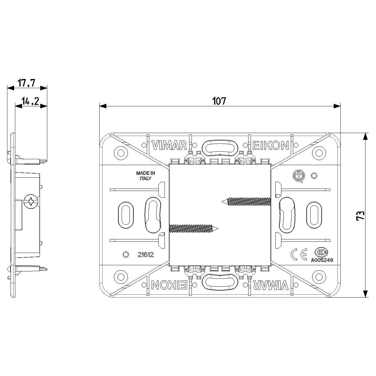 Vimar - Mounting Frame - 2 Module, Screws, Plastic (VM21612) - Apollo Lighting