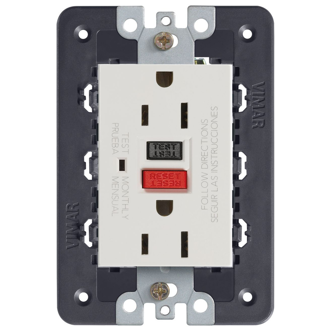 Vimar - Eikon 21296 USA Socket Outlet - Double 2P+E 15 A 125 V, American Standard, 60 Hz, Plastic - Apollo Lighting