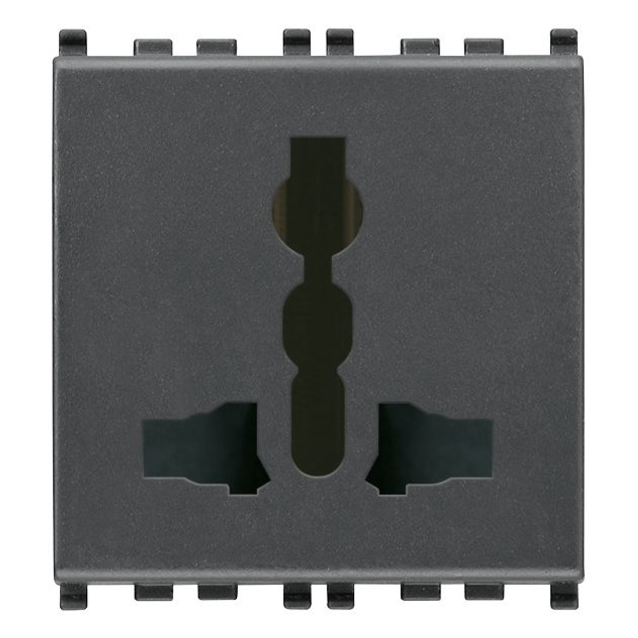 Vimar - Eikon 20257 SICURY Multistandard Socket Outlet - 2P+E 13 A 250 V, 2 Module, Multi Standard, Plastic - Apollo Lighting