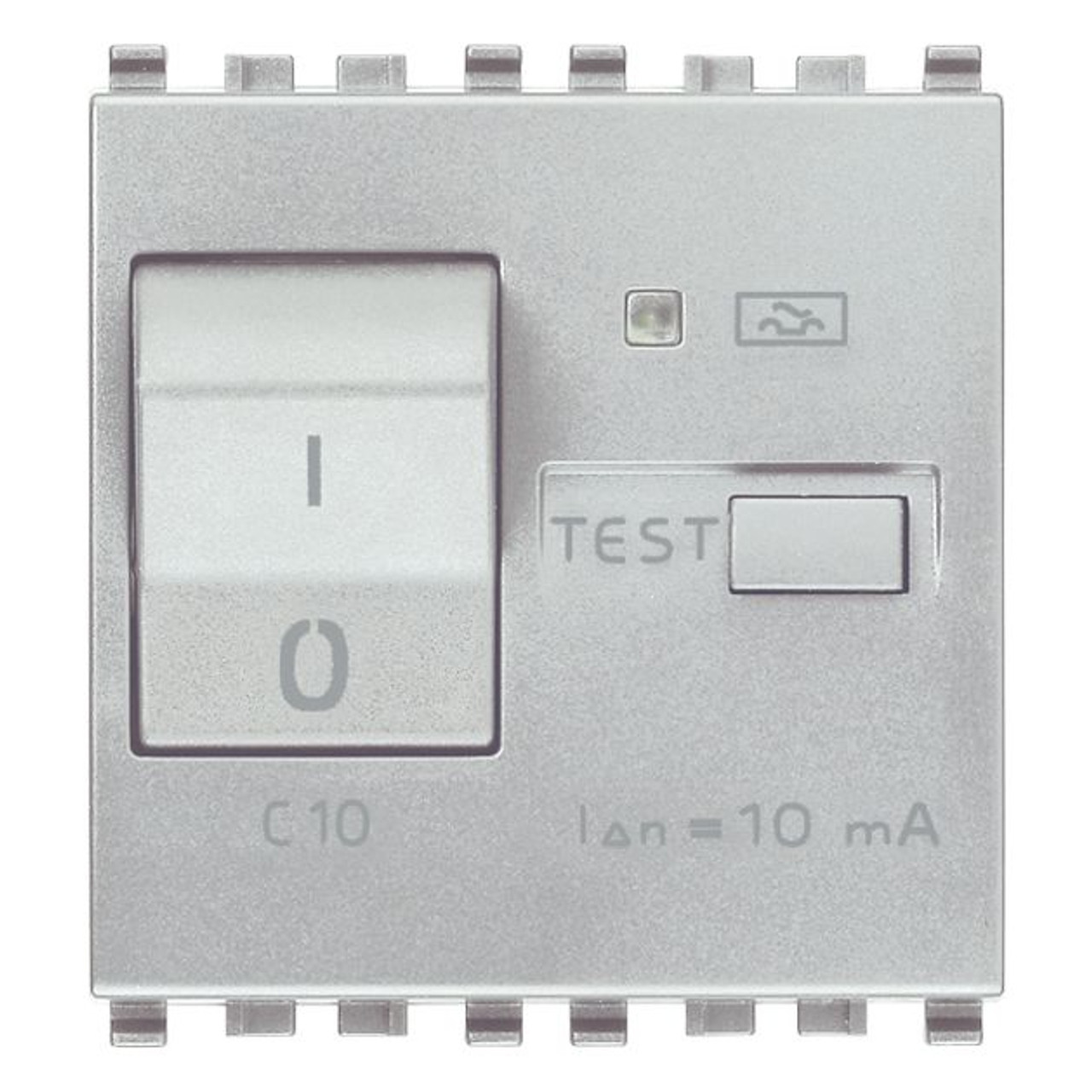 Vimar - Eikon 20411.10 RCBO Circuit Breaker - 120-230V, 1P+N C10 10mA, 2 Module, IP40, Plastic - Apollo Lighting