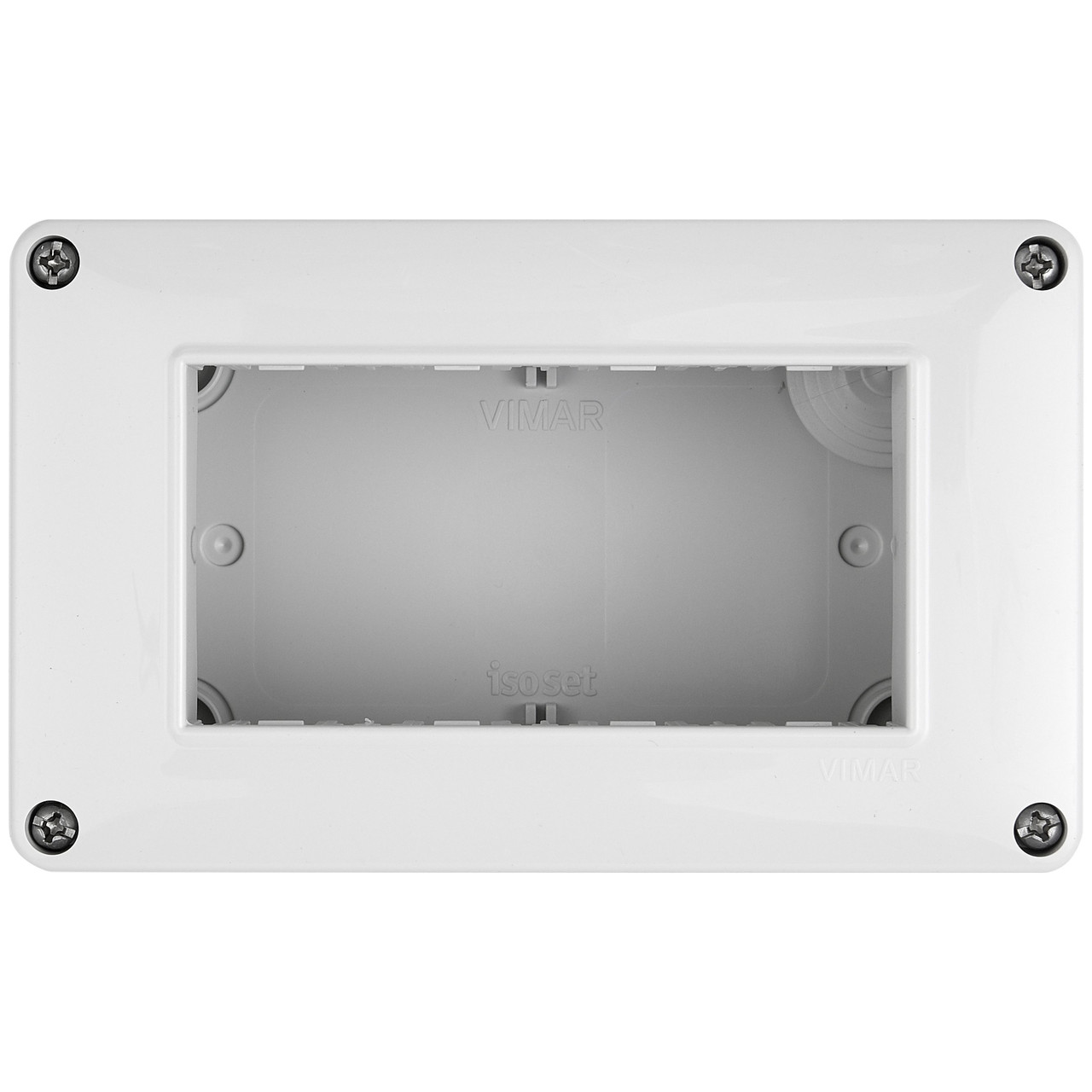 Vimar - Mounting Box - 4 Module, Surface-Mount Enclosure, IP40, Grey (VM14804) - Apollo Lighting