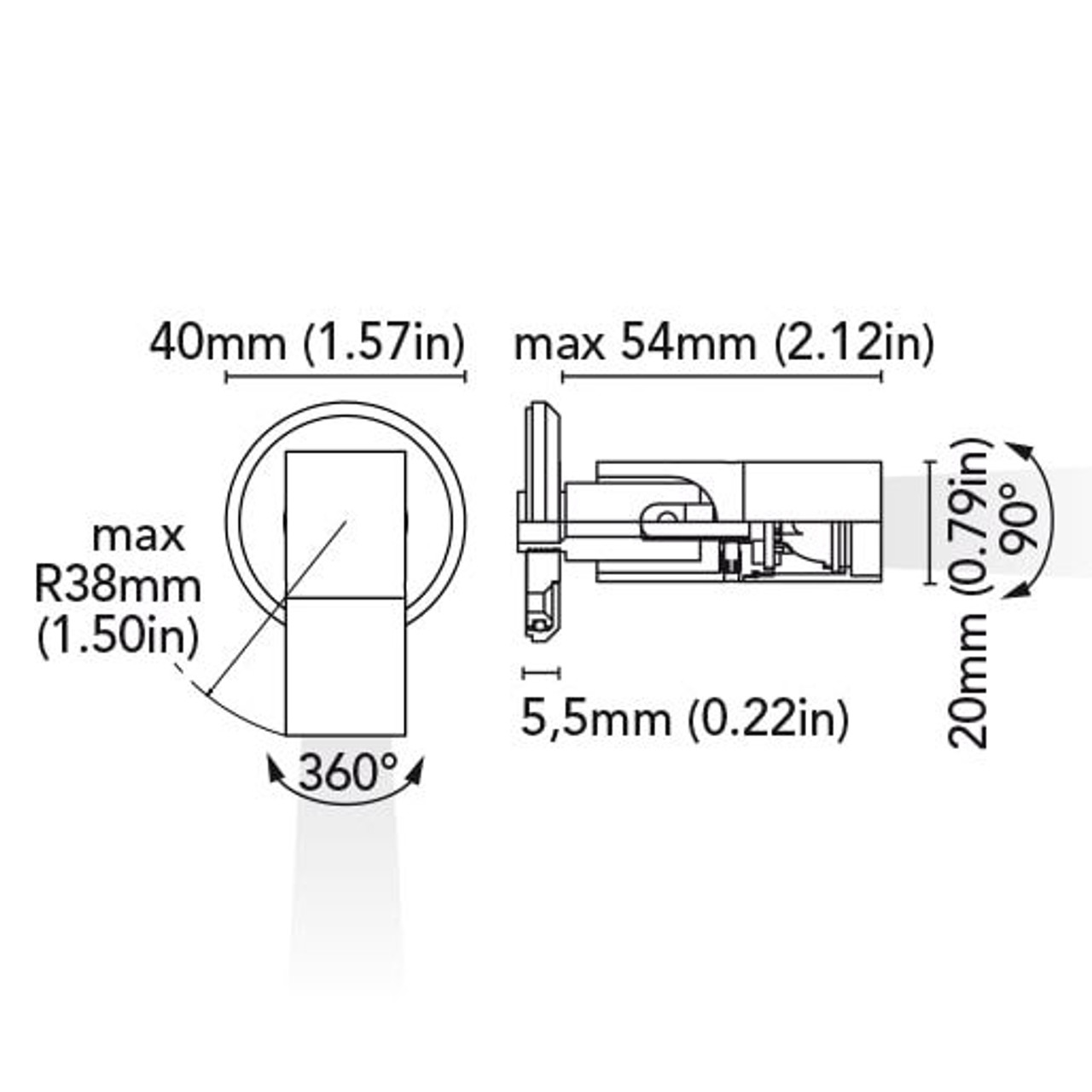 BCM - SIRIO Adjustable Reading Lamp - 1W, 3000K, 16-32VDC, Chrome, IP40, Dimmable (BCM2187-N-Z1W-3) - Apollo Lighting