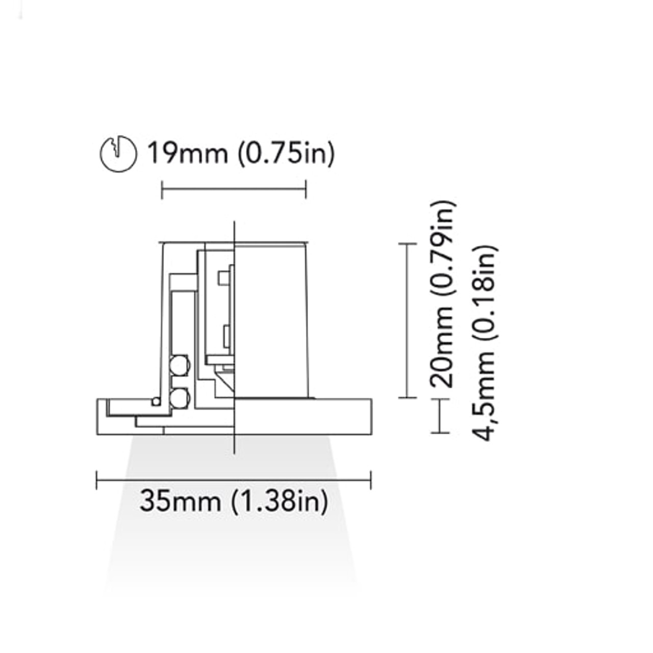 BCM - Dana 35 Downlight - 0.5W, 8-32V, IP66, Opal Screen, Wide Beam - Apollo Lighting