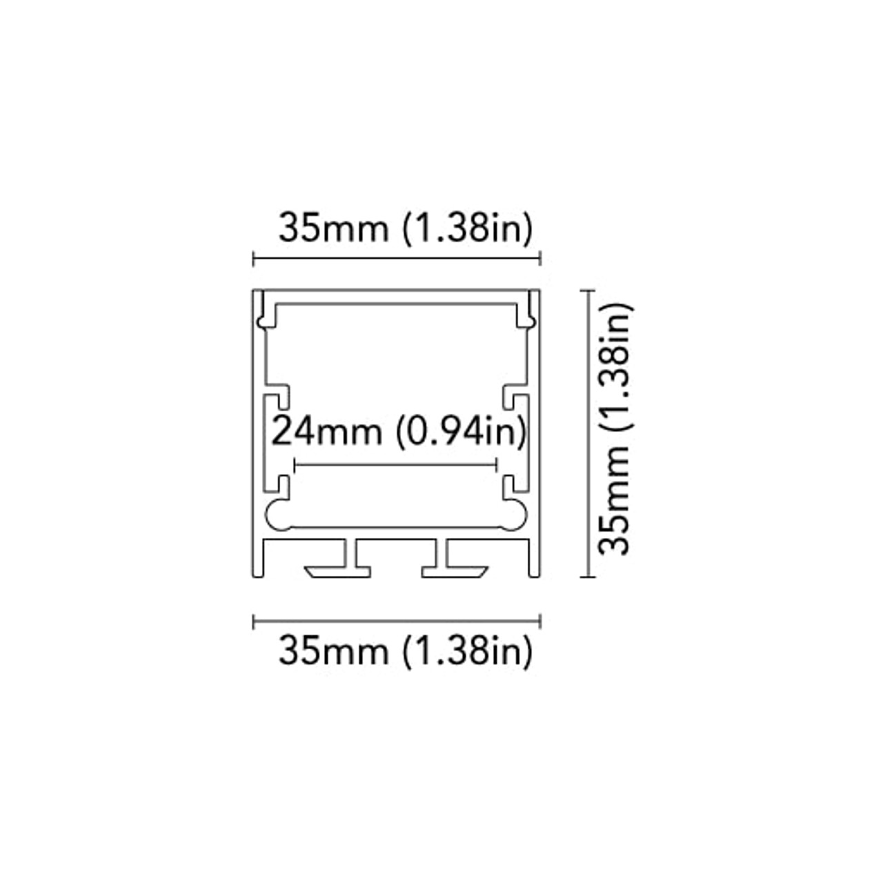 BCM - Alluminum Profile - 2M, Frameless Aluminium, IP40 (BCM9000LP180-2M) - Apollo Lighting