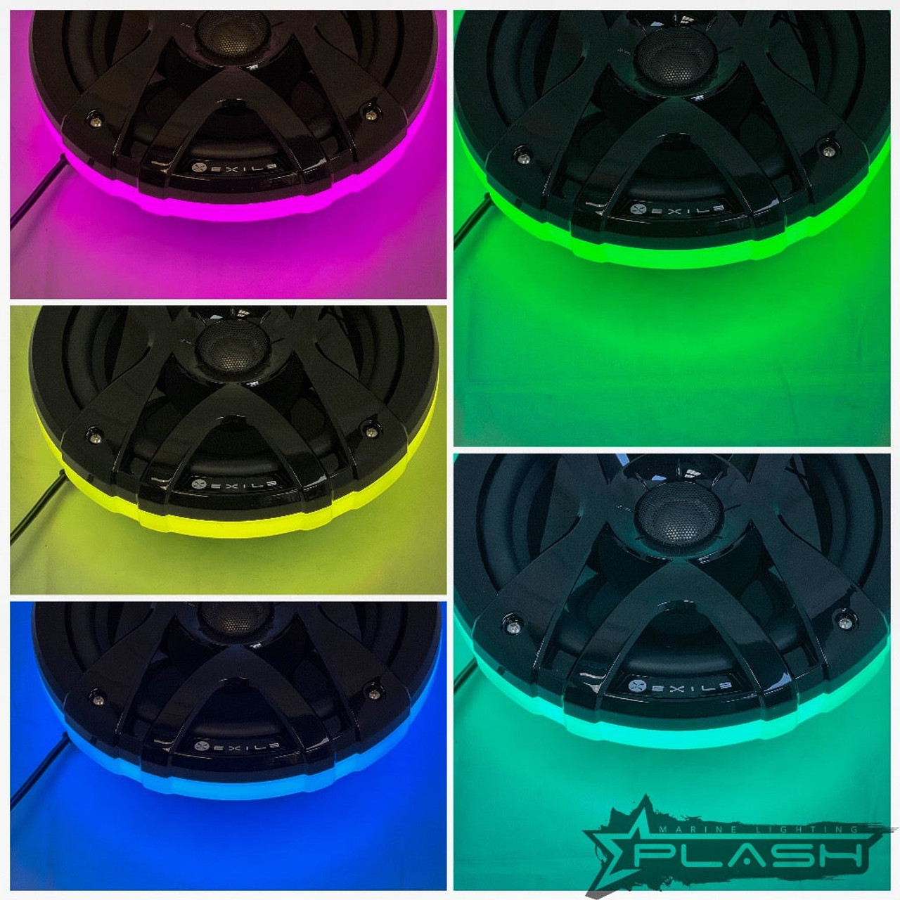 Plash - Hertz HEX 6.5" (PAIR) LED Speaker Ring - RGB, IP67, 12V (SPKR-KIT-HTZ-65) - Apollo Lighting