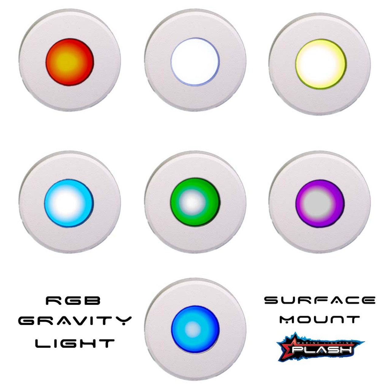 Plash - Gravity LED Deck Light - White, RGB, 1.2W, 12-24V, IP67, 0.2A (UL-1014-EL-RGB-WHT) - Apollo Lighting