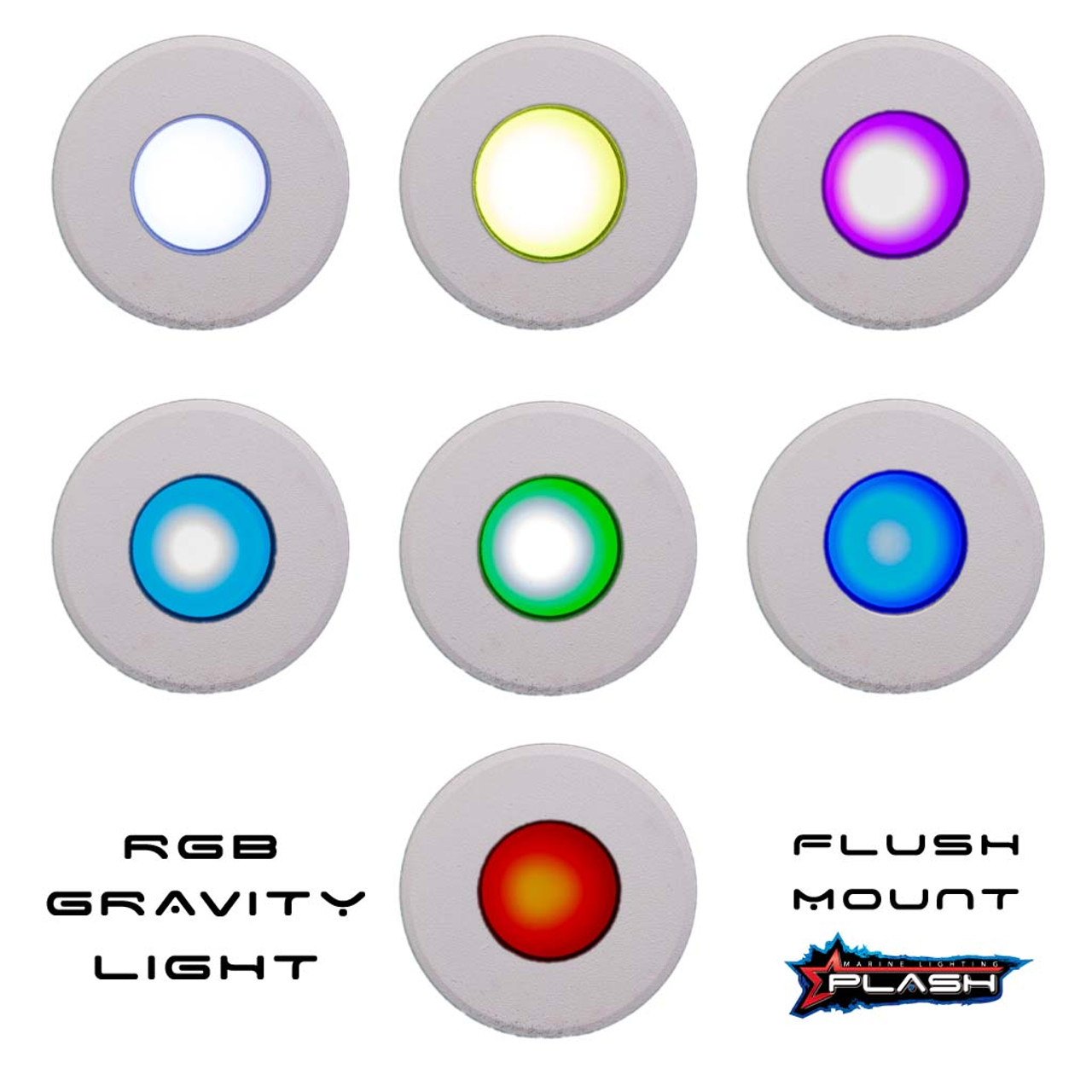 Plash - Gravity LED Deck Light - White, RGB, 1.2W, 12-24V, IP67, 0.2A (UL-1014-EL-RGB-WHT) - Apollo Lighting