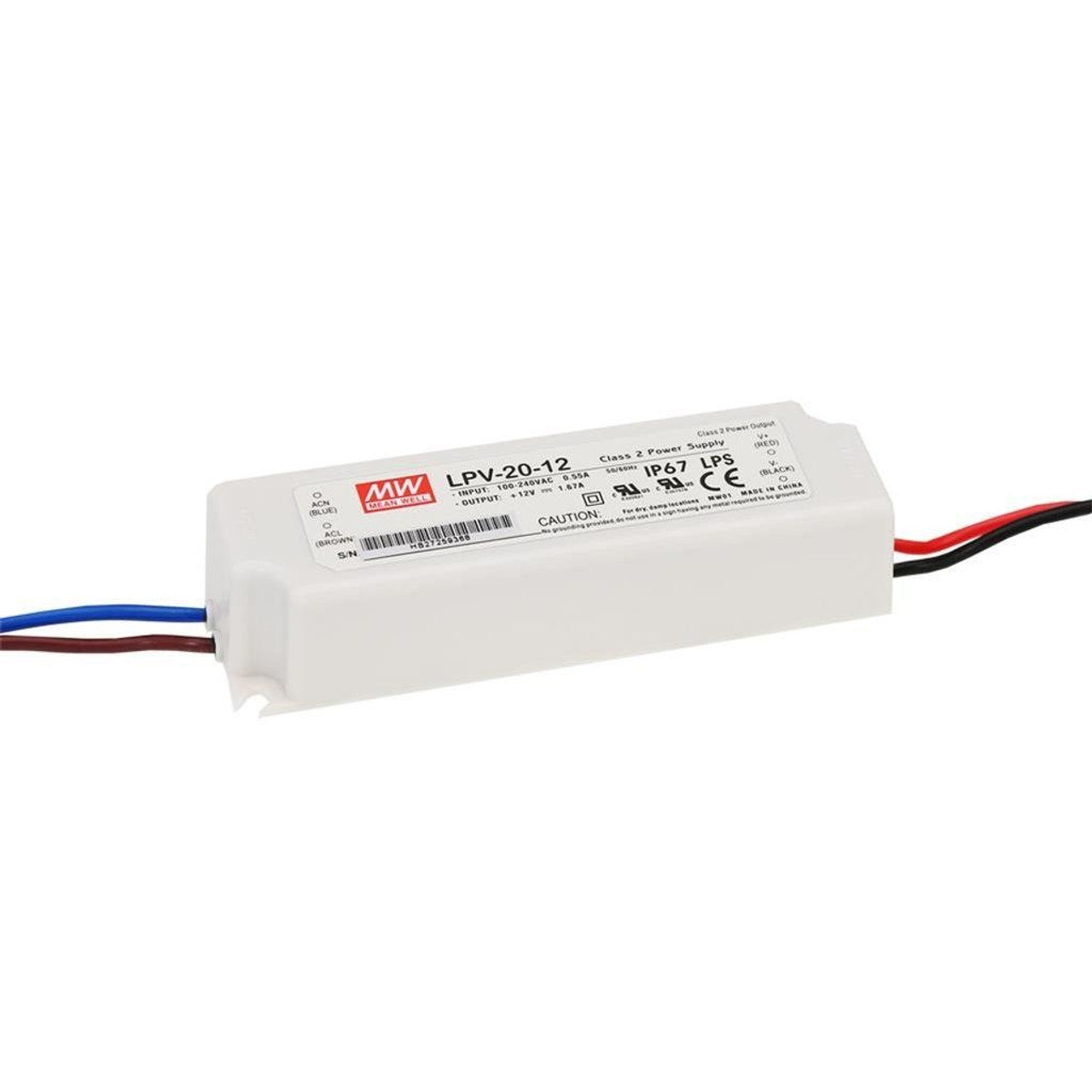 Mean Well - LED Driver - 24V, 0.84A, 20W, IP67 - Apollo Lighting