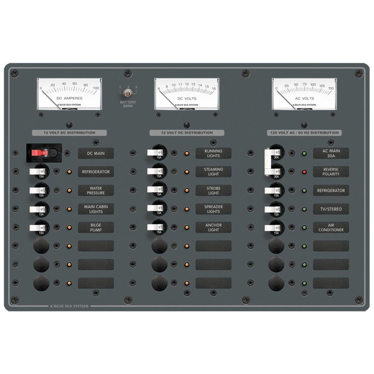 Blue Sea Systems - AC Main Toggle Circuit Breaker Panel - Horizontal / Vertical - Apollo Lighting