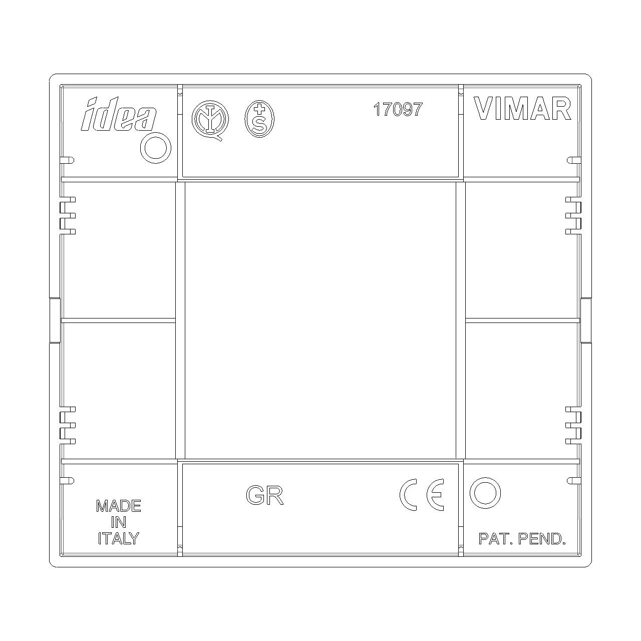 Vimar - Idea Classica Cover Plate - Technopolymer, Graphite Grey - Apollo Lighting