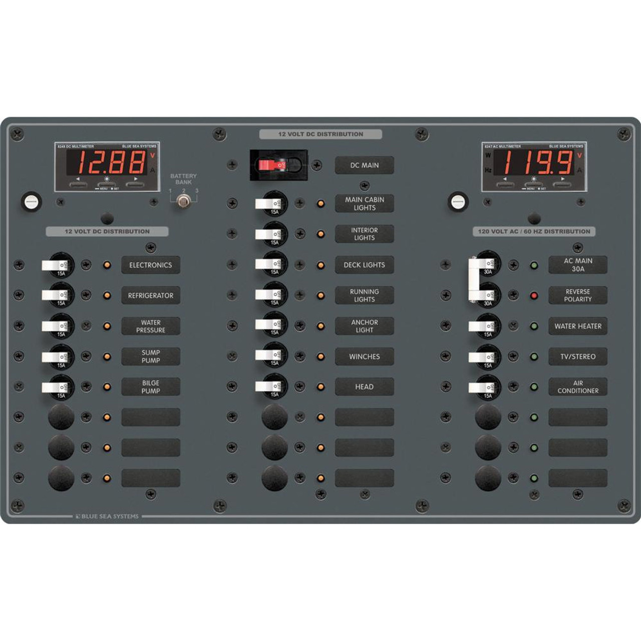 Blue Sea Systems - AC Main Breaker Panel Digital Voltimer - White - Apollo Lighting