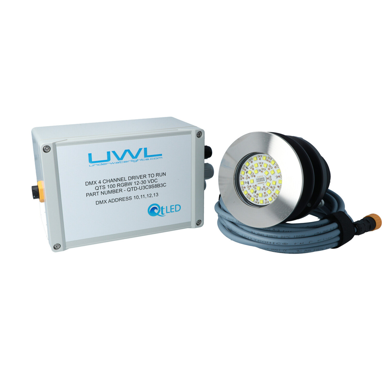 UWL - QTS 100 High Voltage Underwater Light - GRP, Titanium, Flush Mount, 25000Lm - Apollo Lighting
