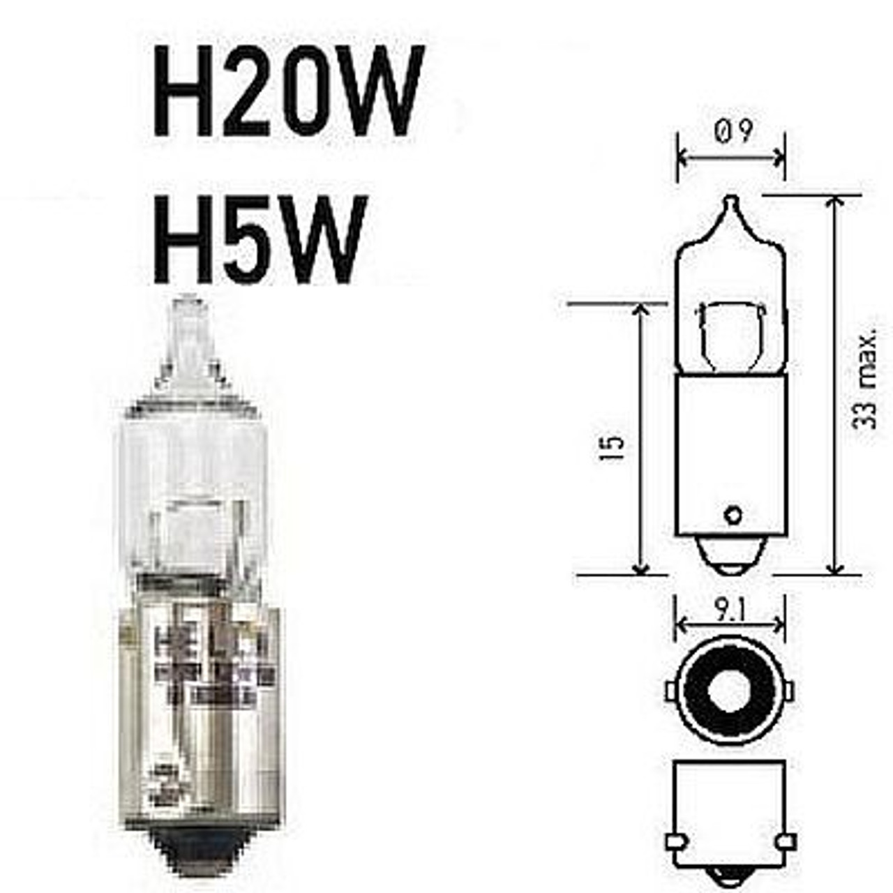 Hella Marine - Replacement Bulb - H5W, H20W, 12V Miniature Halogen - Apollo Lighting