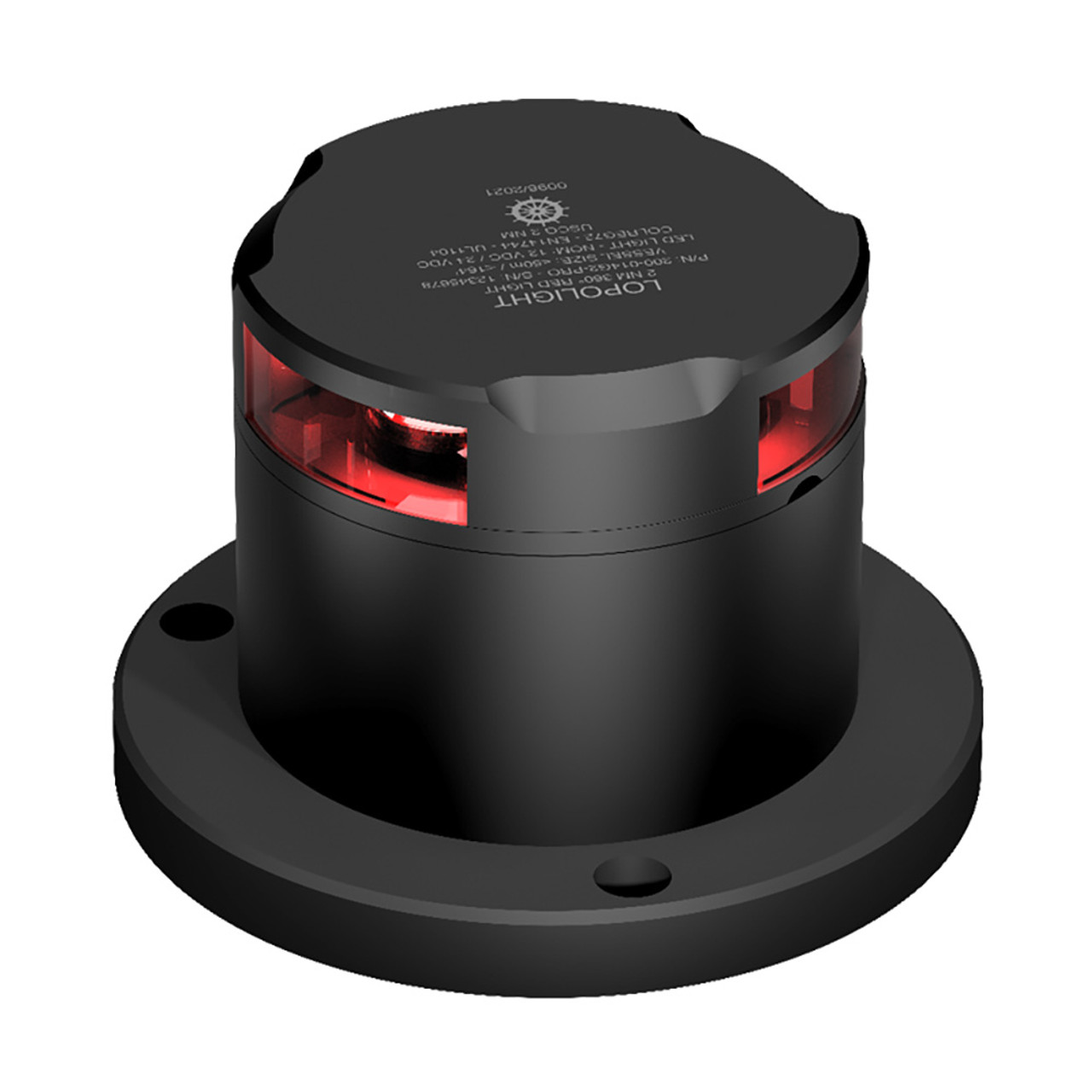 Lopolight - 360-Degree Pro Red Navigation Light - 2NM, Black Housing - Apollo Lighting