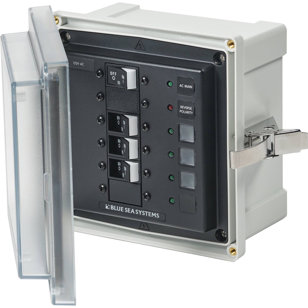 Blue Sea - 3130 SMS Panel Enclosure - With Main, 3 Branch, 15A, 120VAC - Apollo Lighting