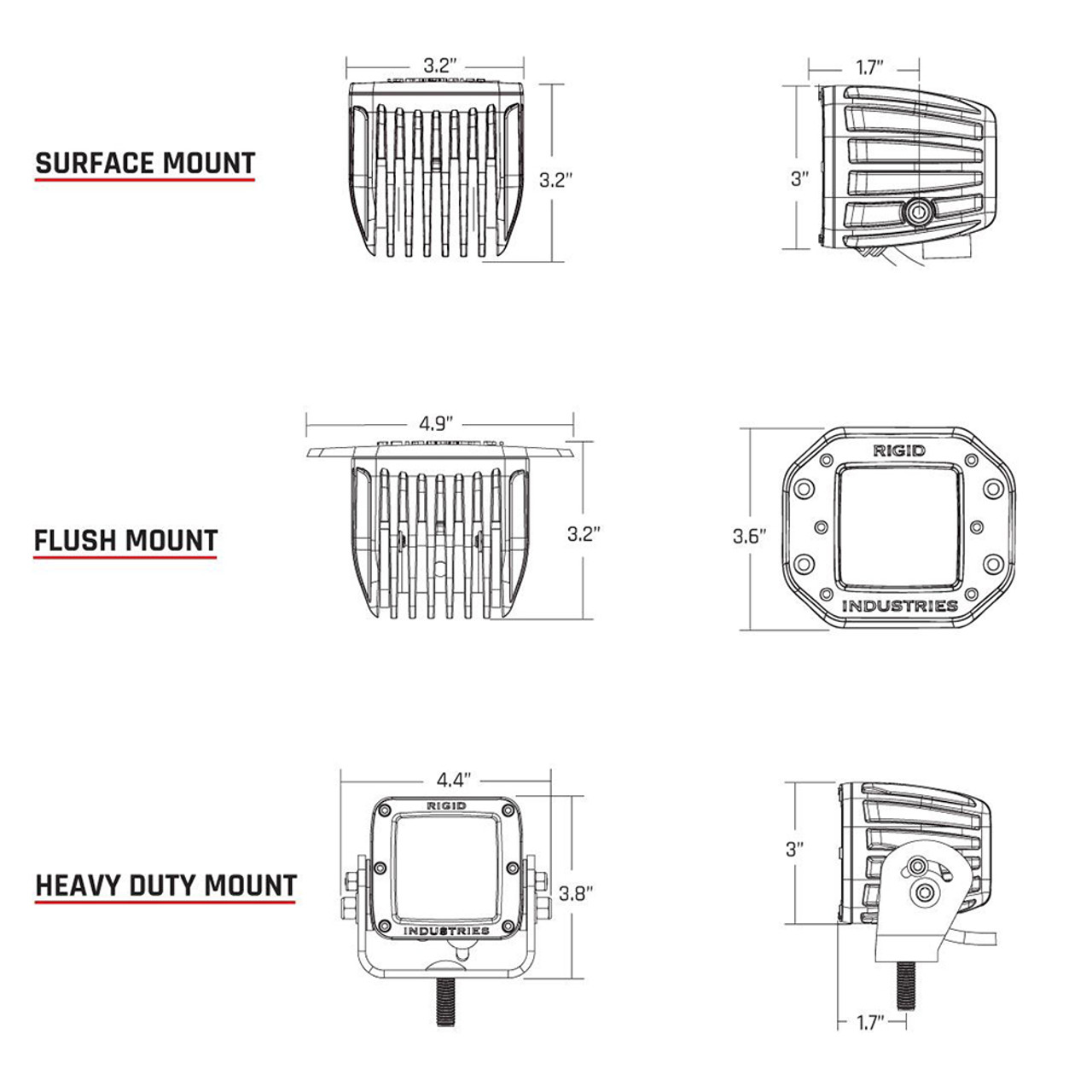 RIGID Industries - D-Series PRO Hybrid-Spot LED - Pair, White - Apollo Lighting