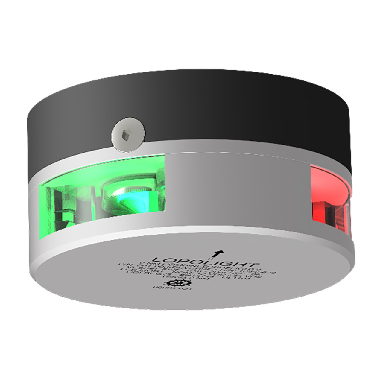 Lopolight 201-003 Series - 2 NM Combined Sidelight - 2NM - Reverse Horizontal Mount - Green/Red - Silver Housing - Apollo Lighting