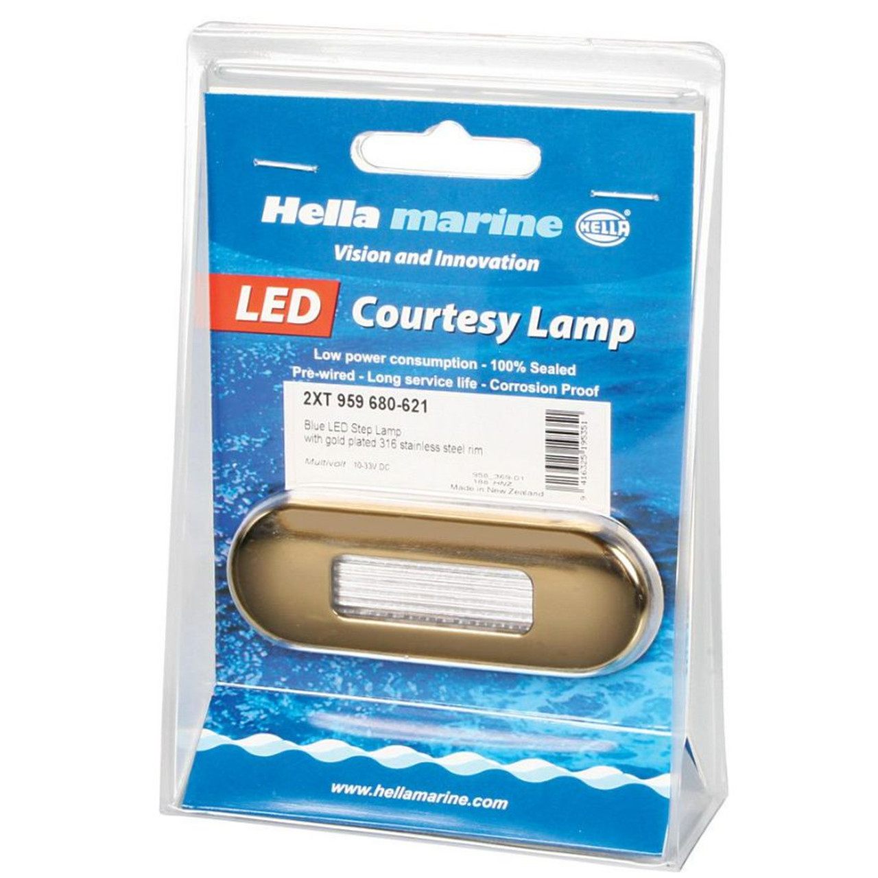 Hella Marine - White LED 9680 Oblong Step Lamp - 10-33V DC, Stainless Steel Rim - Apollo Lighting