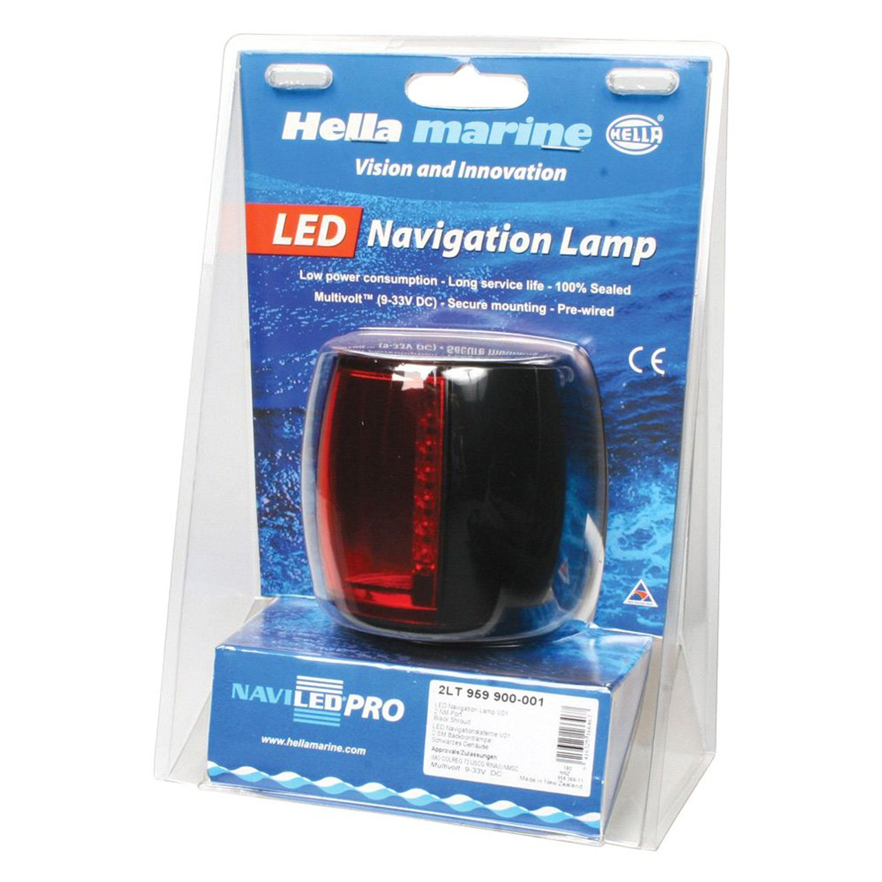 Hella Marine - 2 NM NaviLED PRO Port Navigation Lamp - Red Lens - Apollo Lighting