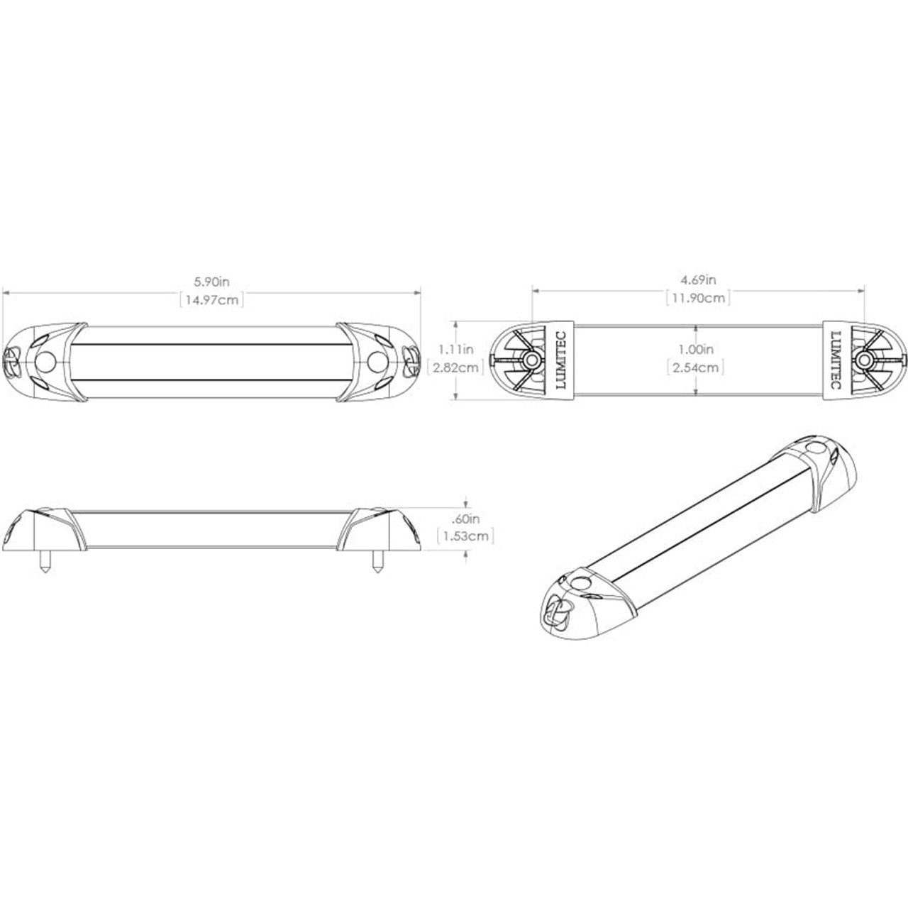 Lumitec - MiniRail2 6" Light - 10-30V, IP67, White - Apollo Lighting