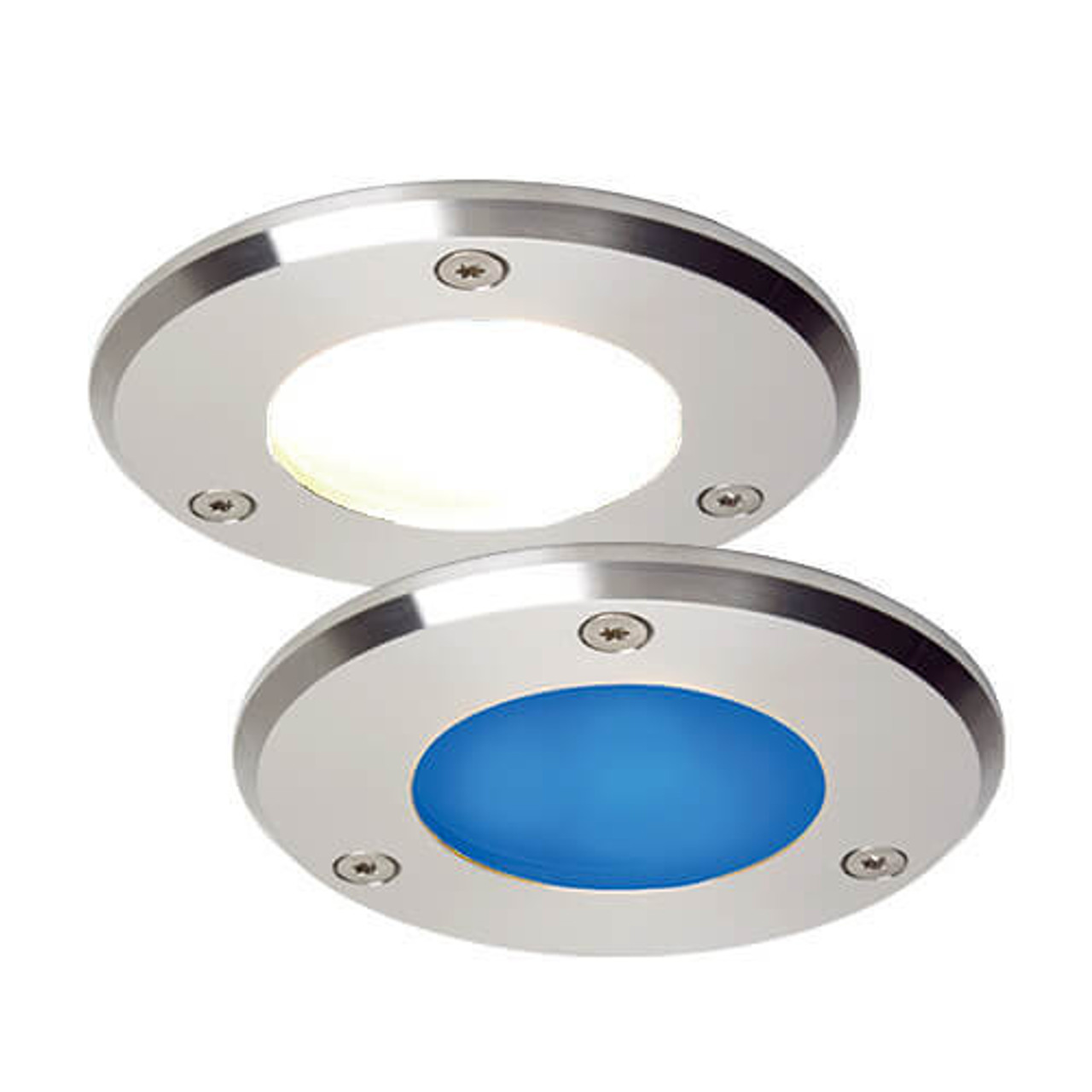 Imtra - Emden-Medium LED Downlight - Stainless Steel, Warm White/Blue, 10-30VDC, IP67, 3.0W (ILPB23303705) - Apollo Lighting