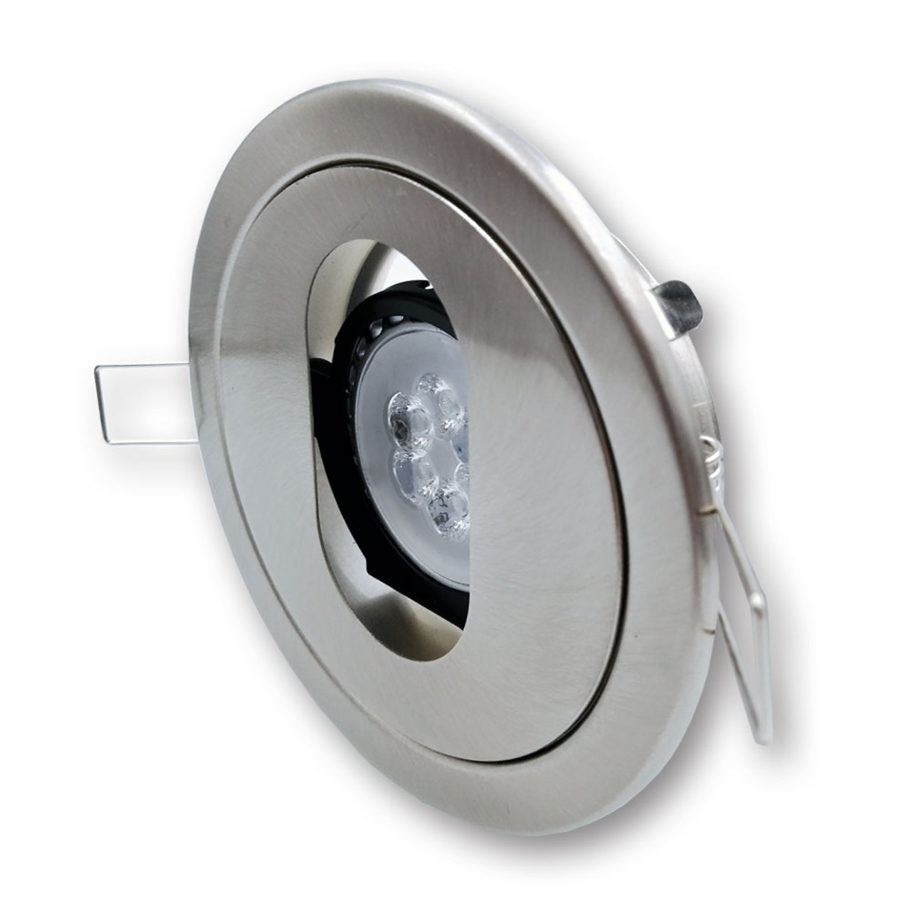 Mega LED - Corfu Downlight Fixture - Aluminum Alloy, For MR16 or GU10 Bulbs, Satin Chrome Trim Finish (CORFU-CH) - Apollo Lighting