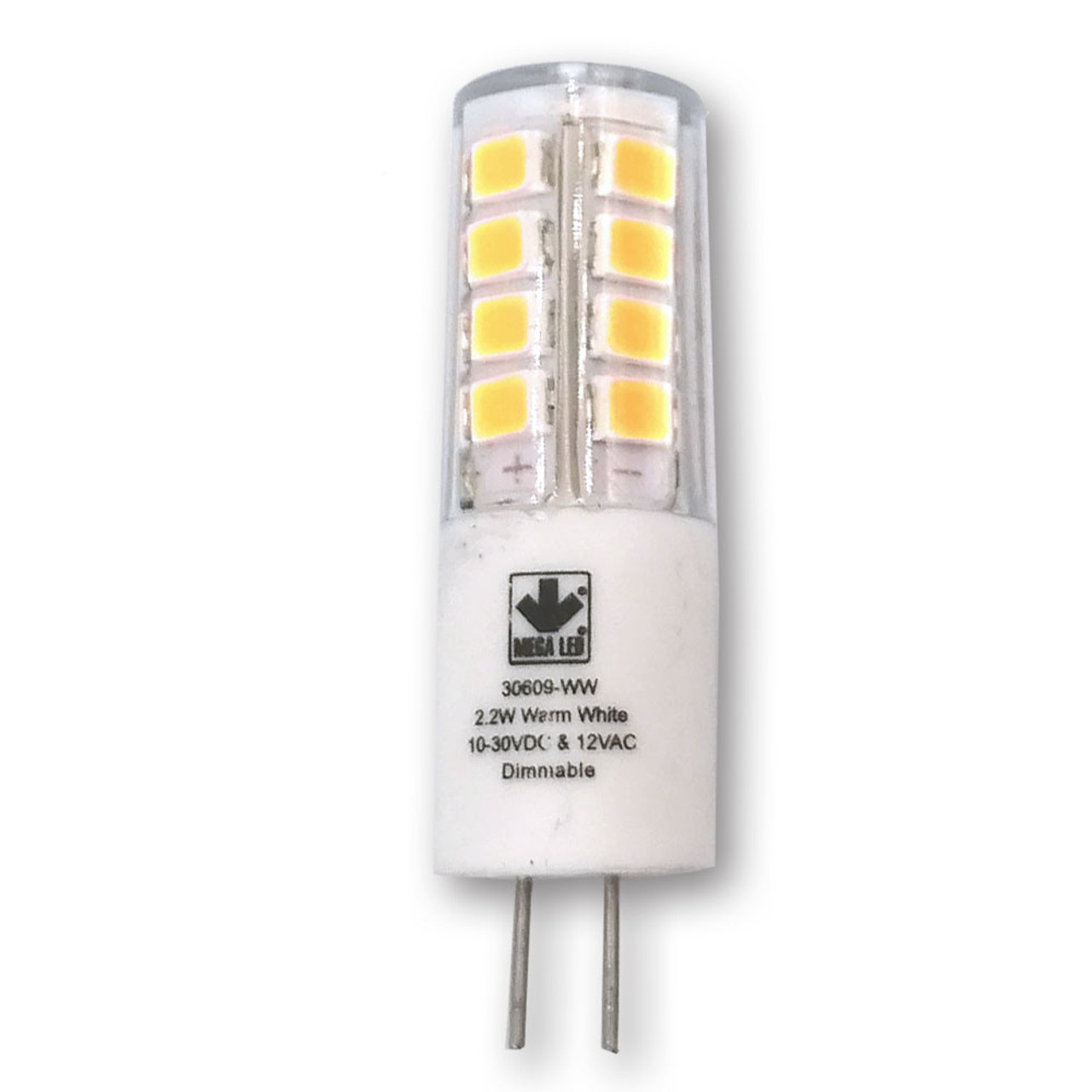 Mega LED - LED Replacement Bulb - G4 Type, 2.2 Watt, 350 Lumens, 10-30V DC & 12V AC, Cool White (30609-CW) - Apollo Lighting