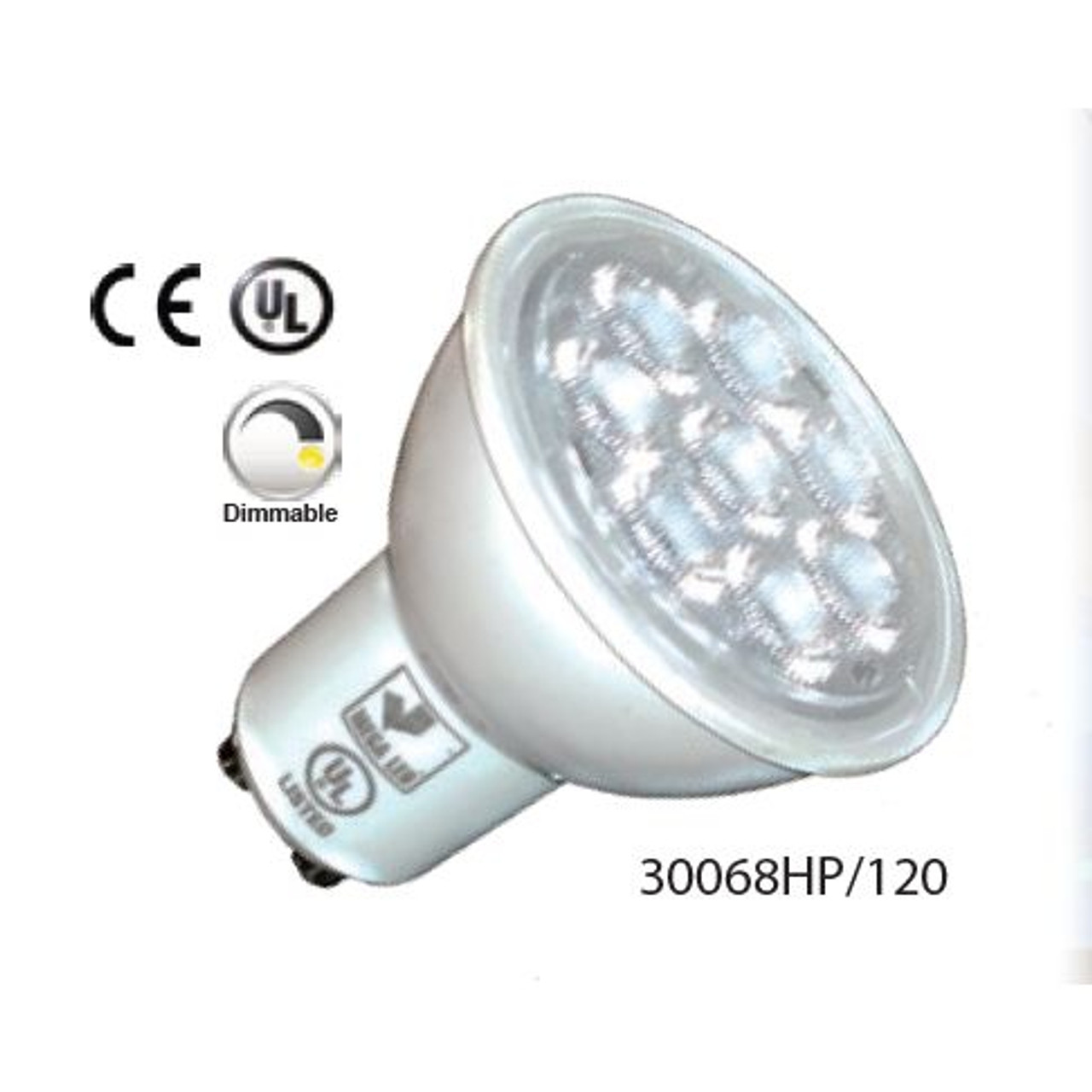 Mega LED - LED Replacement Bulb - GU10 Type, 6.9 Watt, 860 Lumens, 120V AC,  Beam Angle 40º