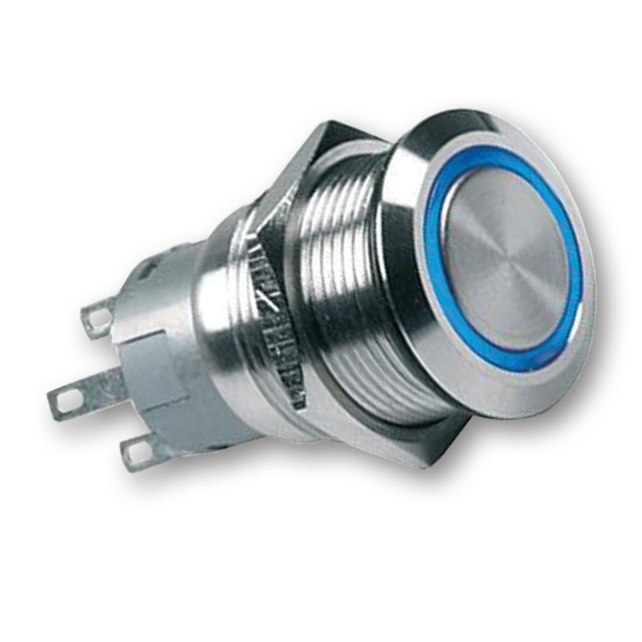 Mega LED - Push Button - Waterproof IP67, Stainless Steel, Momentary Illuminated, 24V, Green LED (32350-G24M) - Apollo Lighting
