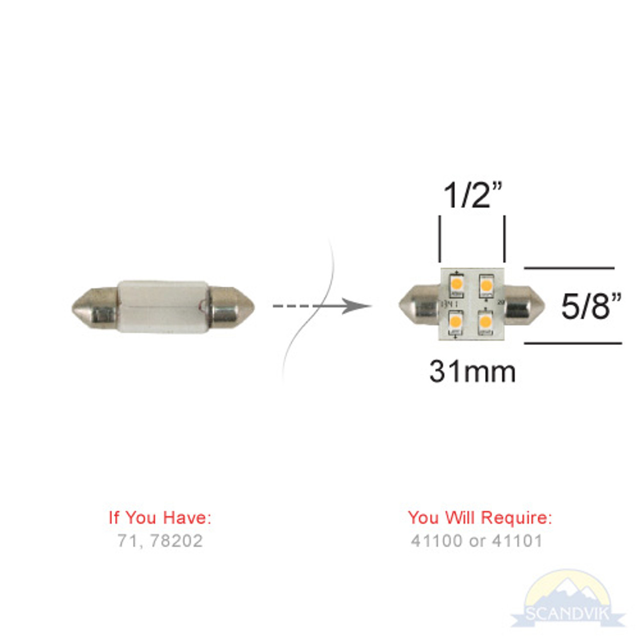 SCANDVIK - Replacement Bulb - 12/24V, 0.7W, 0.06A, Cool White (41101) - Apollo Lighting