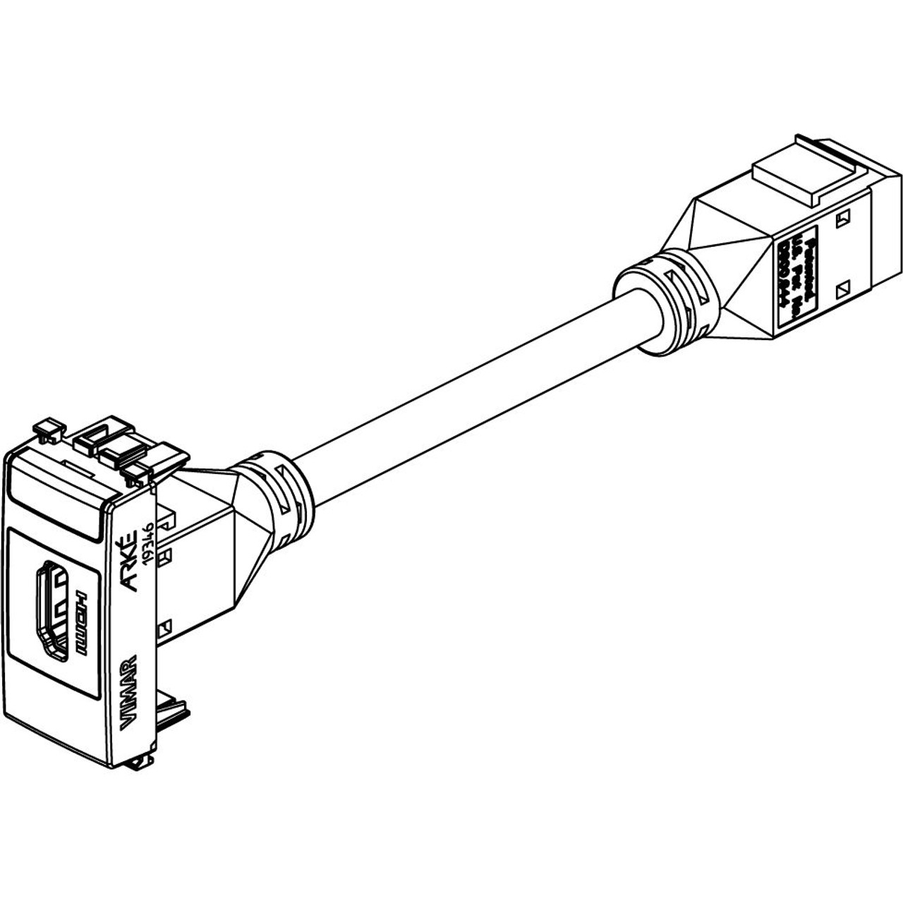 Vimar - Arké 19346 HDMI Outlet - Keystone Fixing, IP20 - Apollo Lighting