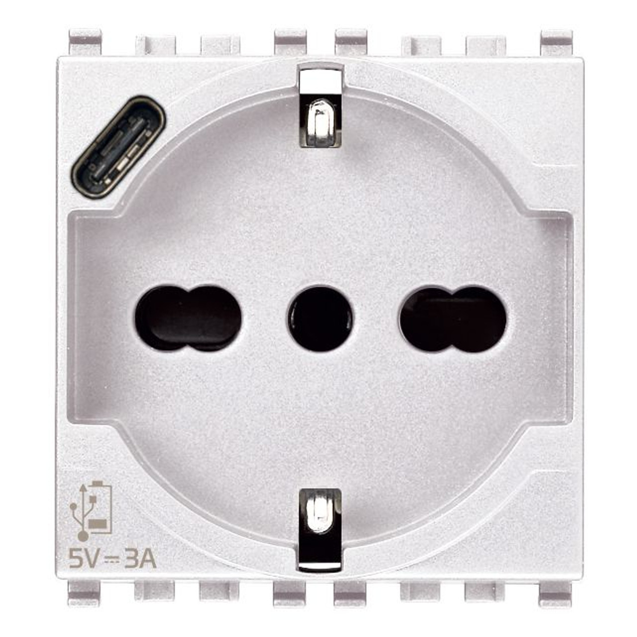 Vimar - Eikon 20210.USB Universal+USB-C Socket Outlet - 2P+E 16 A 250 V, P40 Italian Standard, 2 Module - Apollo Lighting