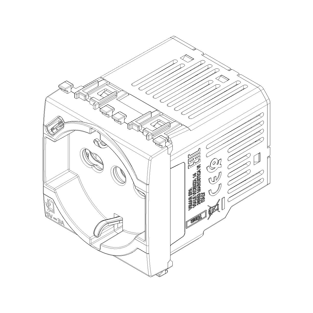 Vimar - Eikon 20210.USB Universal+USB-C Socket Outlet - 2P+E 16 A 250 V, P40 Italian Standard, 2 Module - Apollo Lighting