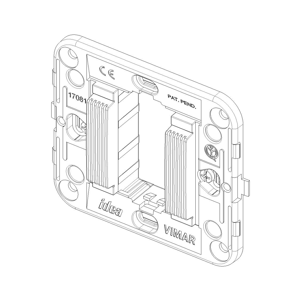 Vimar - Idea 17081 Mounting Frame - 1 Module, Claws, Grooved Front, Plastic - Apollo Lighting