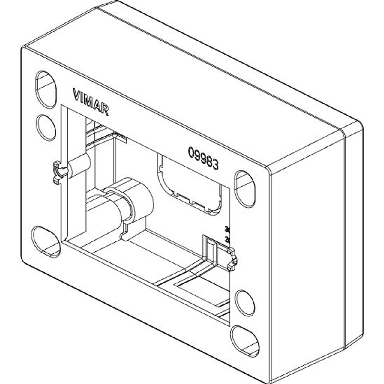 Vimar - Enclosures 09983 Surface Mounting Box - 3 Module, 35/45 mm Depth, Plastic, IP20 - Apollo Lighting