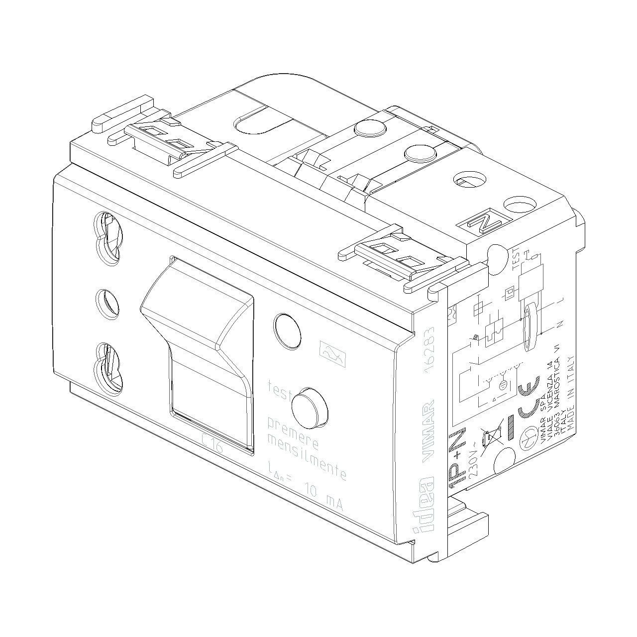 Vimar - Idea 16283 SICURY Bpresa Socket Outlet - 2P+E 16 A 250 V, Italian Standard P17/11, 3 Modules, IP20, Plastic - Apollo Lighting