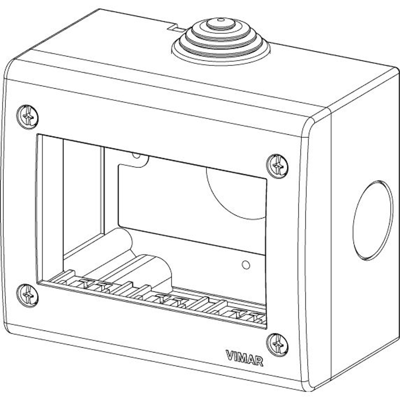 Vimar - Mounting Box - 3 Module, IP40, Plastic, Gray (VM13033) - Apollo Lighting