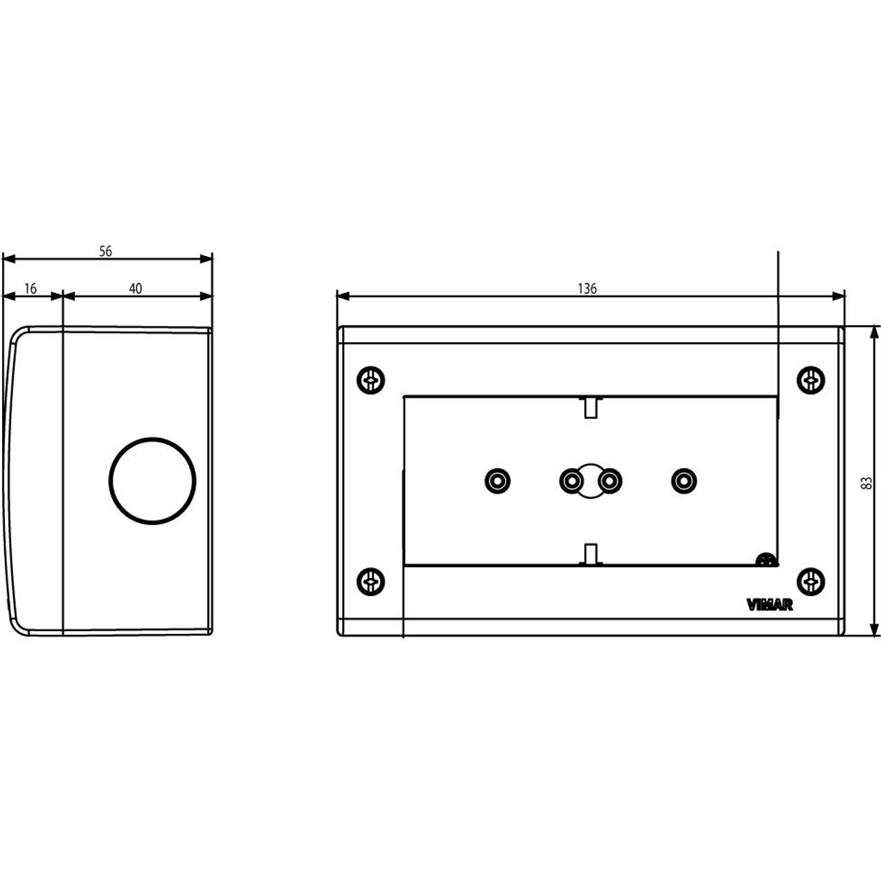 Vimar - Enclosure & Mounting Box - 4 Module, IP40, Grey (VM13045) - Apollo Lighting