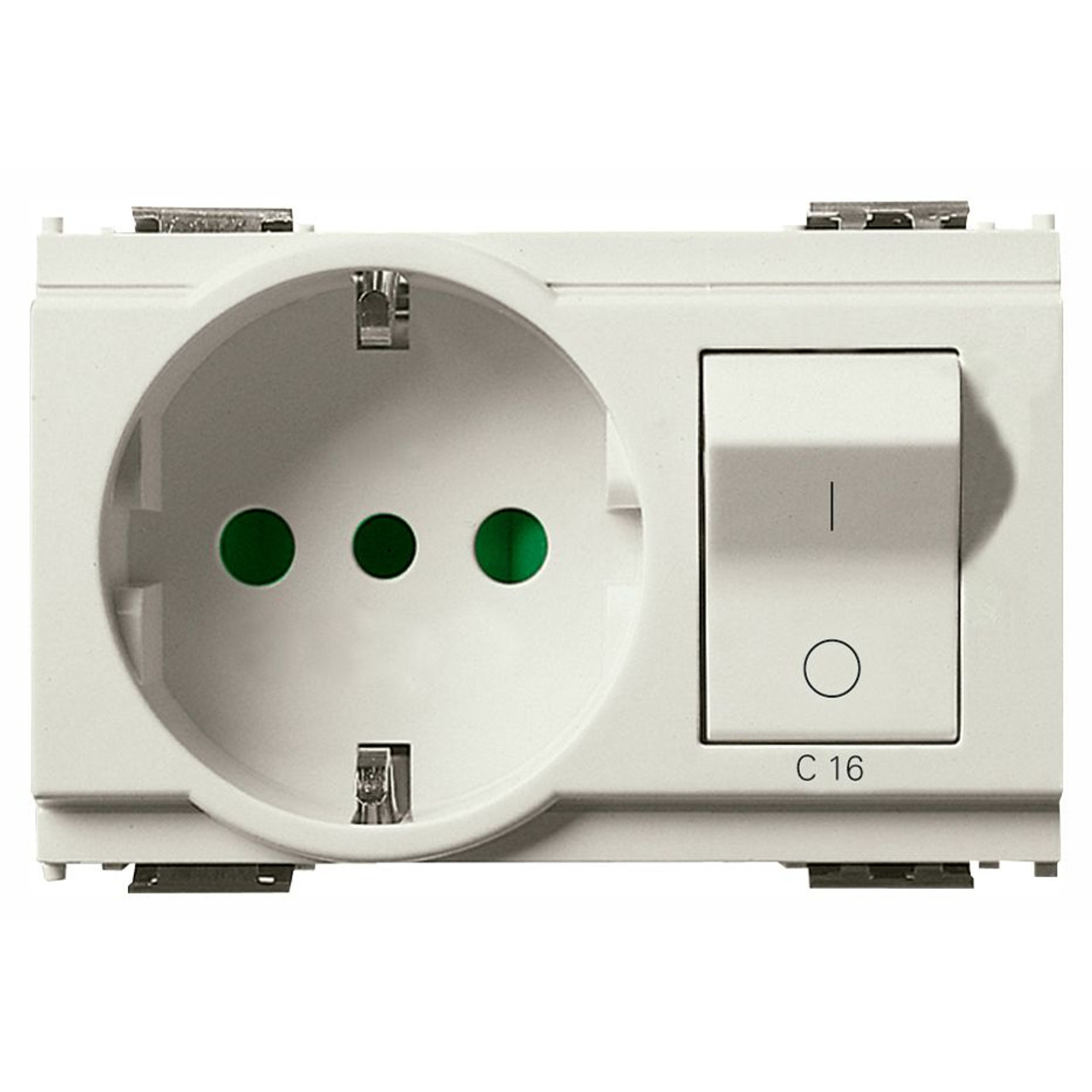 Vimar - Idea 16276 SICURY Italian Socket Outlet - 2P+E 16 A 250 V, 3-Module, Italian Standard P30, IP20, Plastic - Apollo Lighting