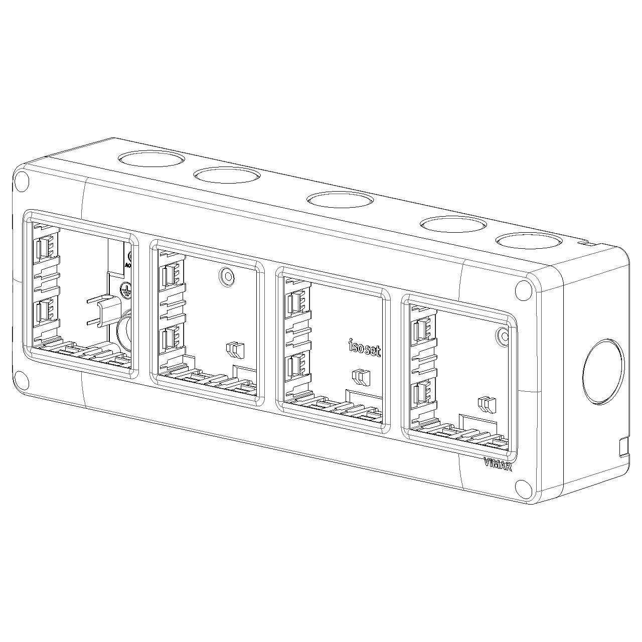 Vimar - Mounting Box - 8 Module, IP40, Plastic (VM14814) - Apollo Lighting