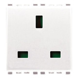 Vimar Eikon English SICURY Socket Outlet, 2P+E, 13A, 250V, 2 Module, IP20 - Apollo Lighting