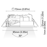 BCM - Newport 85 Downlight - 2W, 8-32V, IP66, Opal Screen, Wide Beam